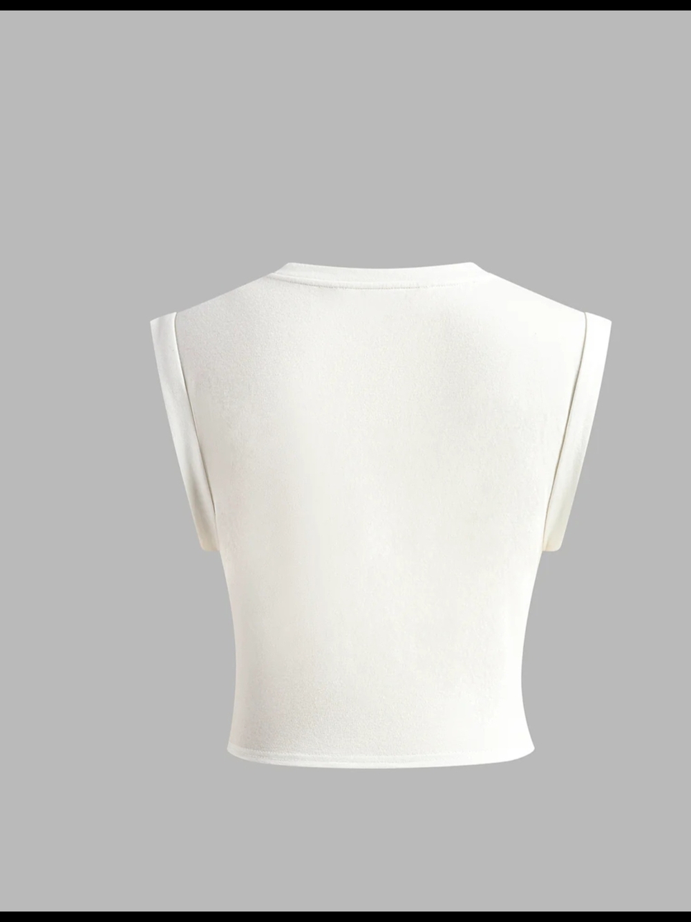 Commense White Knot-Front Crop Tank - Picture 2 of 3